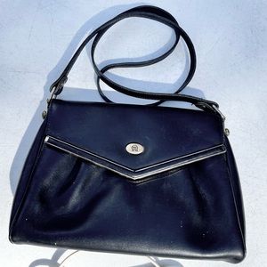 Black Leather Etienne Aigner Shoulder Bag
